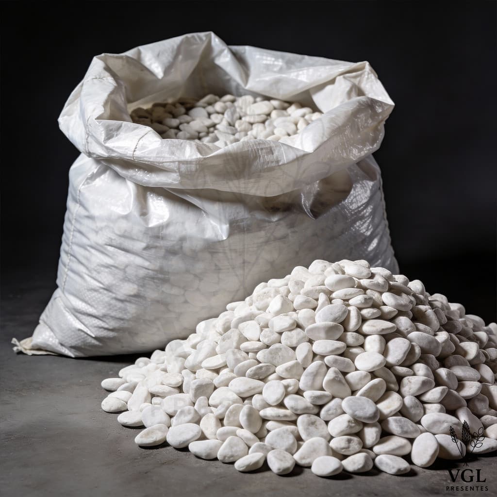 Seixo Branco Dolomita Pedra Branca Para Jardim Vaso 10kg Natural Jardinagem Canteiro Caminho