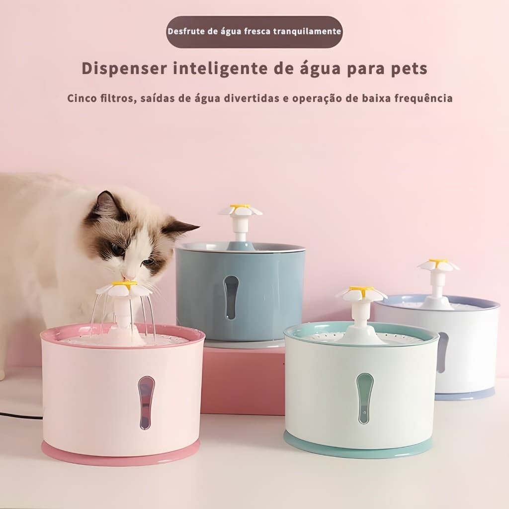 Bebedouro Elétrico Inteligente para Pets com Filtro de Carvão – Fonte de Água USB Silenciosa para Gatos e Cães