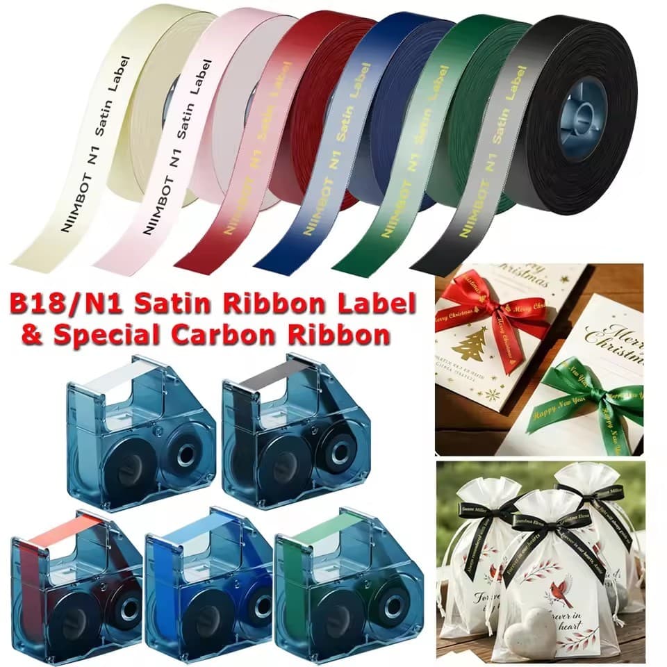 NIIMBOT N1/B18 Etiqueta De Fita De Cetim/Carbono Especial Para Presente De Aniversário , Casamento , Bênção , Feliz Nata