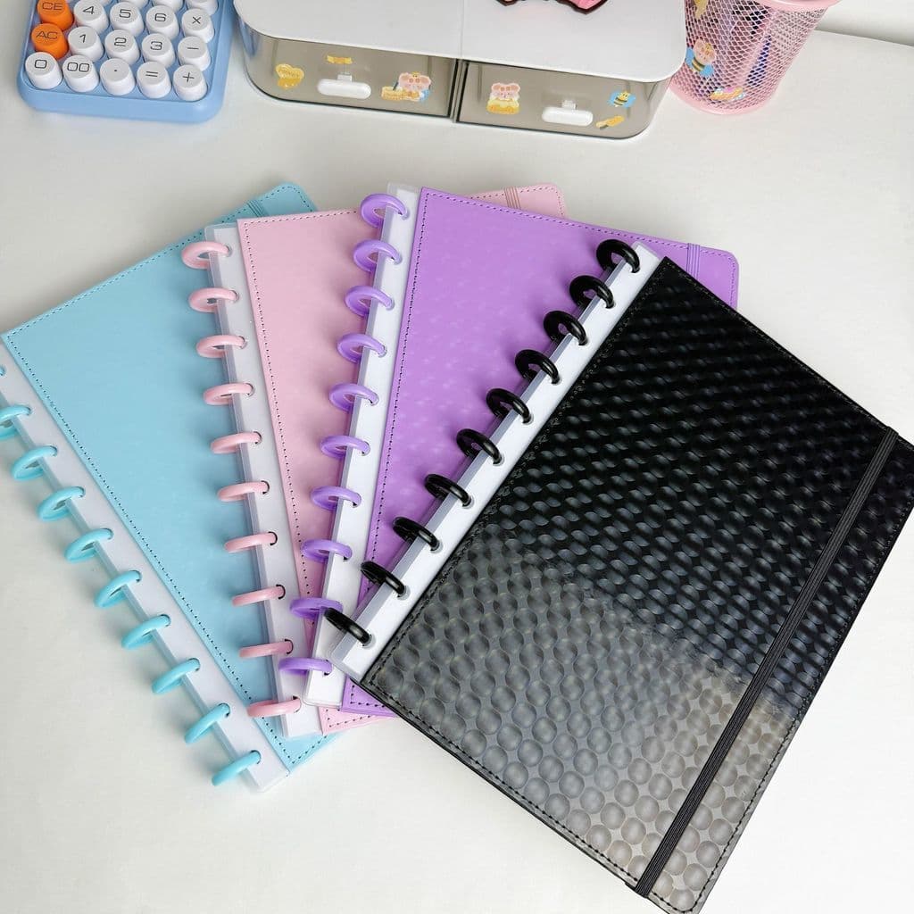 Caderno Inteligente Universitário 8/10/11 Discos Cor Lisa com Reflexos - Papelaria Criativa