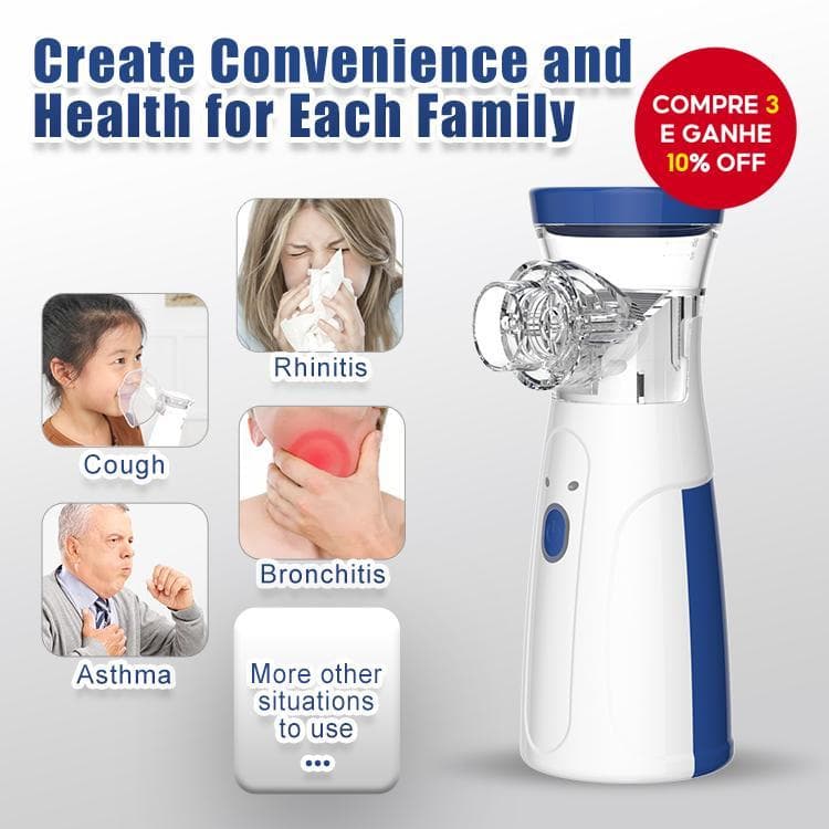 Nebulizador De Malha Portátil , Mini Inalador Silencioso Para Adultos E Crianças , Cuidados Nasais
