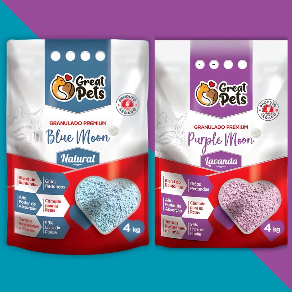 Areia Sanitária para Gatos Great Pets 4kg Bentonita Premium Alta Absorção Torrões Firmes
