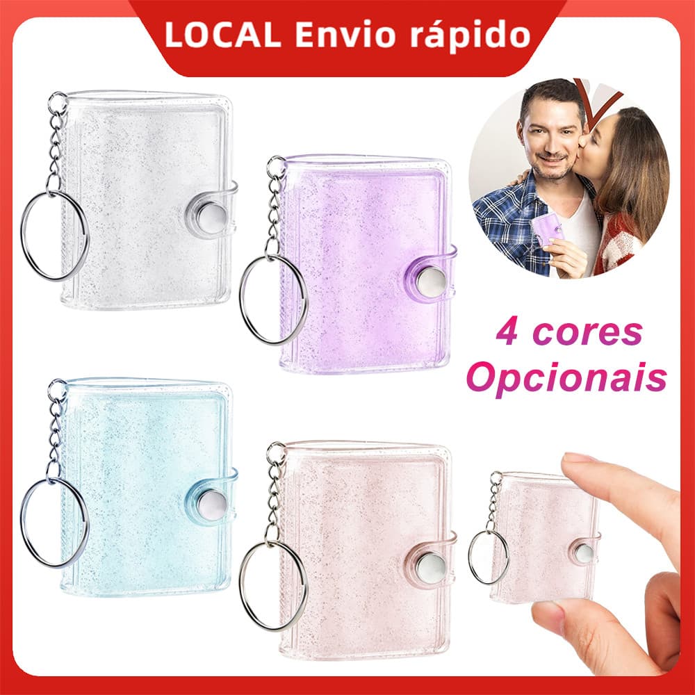 Mini Porta-Retratos para Chaveiro, 4.8x6.2 cm, para Colecionar Cartões, Bilhetes e Fotos,4 cores