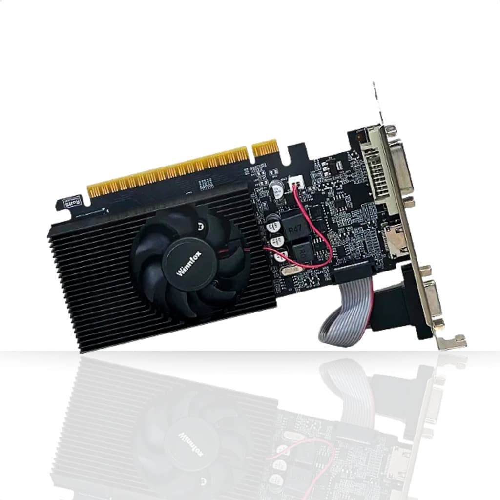 Placa de Vídeo 4GB SDDR3 Winnfox GT730 NVIDIA GeForce HDMI DVI VGA GT730LP-4GD3-A