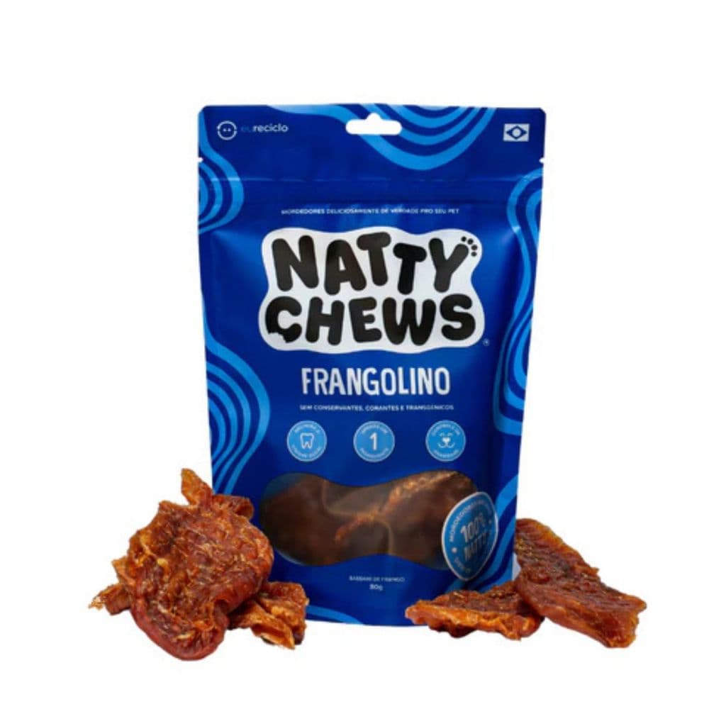 Mastigável Sassami De Frango Desidratado indicado para cães de todos os portes e idades | Frangolino Natty Chews - 80gr