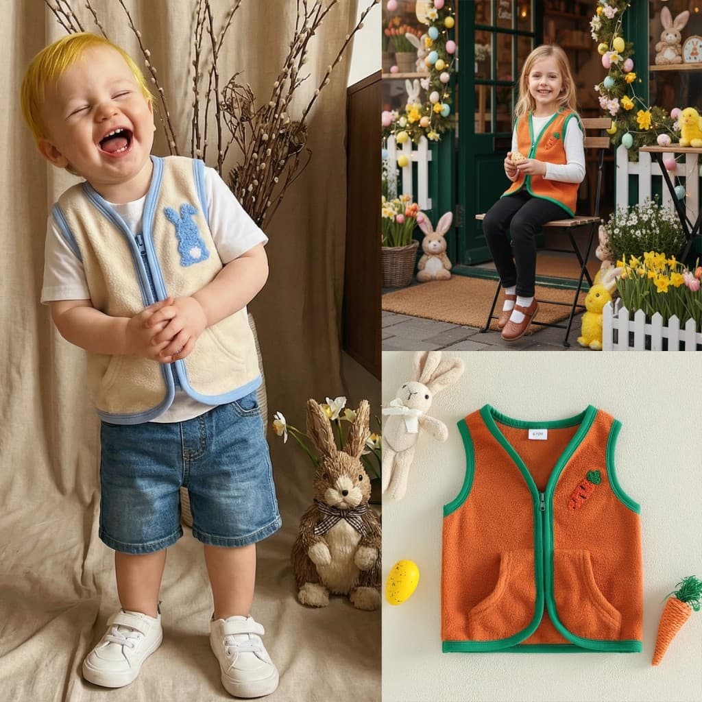 Colete De Cenoura Para Bebê Menino/Menina De 6 Meses A 4 Anos | Jaqueta De Lã Sem Mangas Com Zíper Roupa De Páscoa