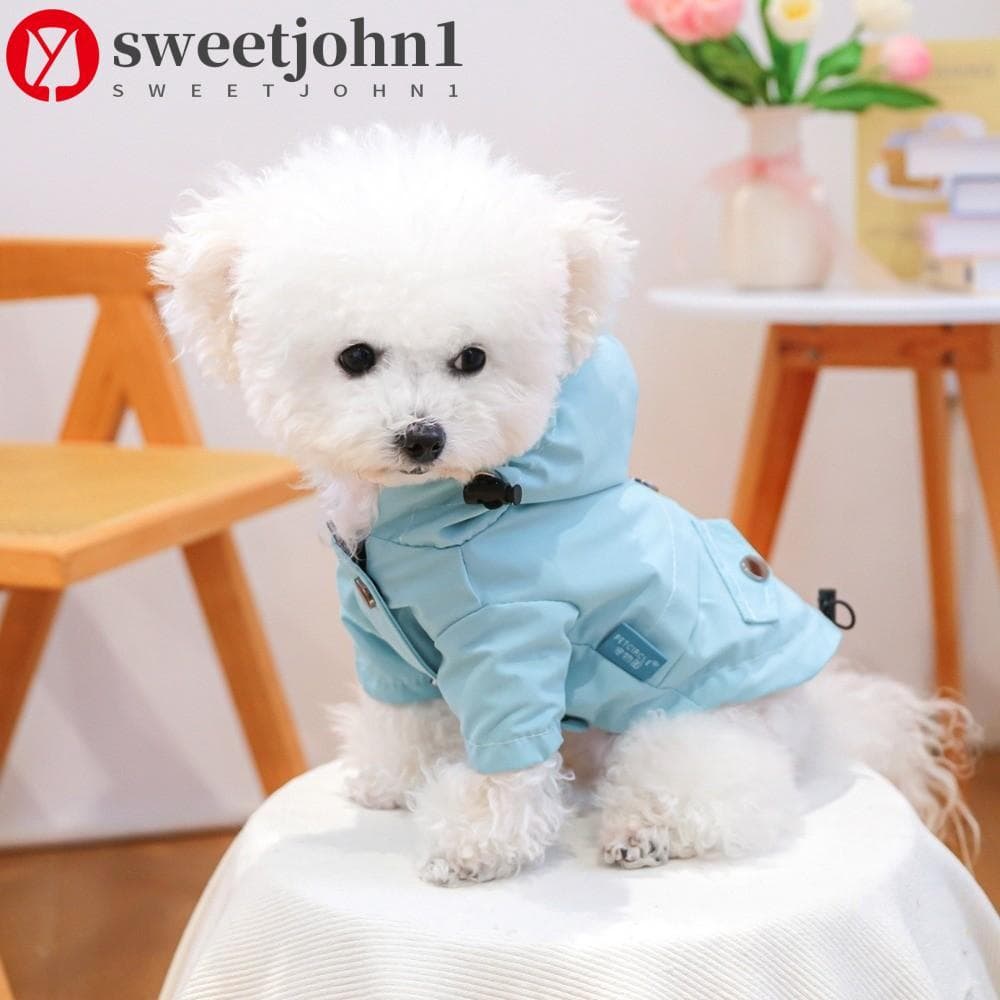 SWEETJOHN1 Capa De Chuva Com Capuz Para Cachorro , Roupas Impermeáveis Ajustáveis À Prova De Vento Cães , Casaco Externo