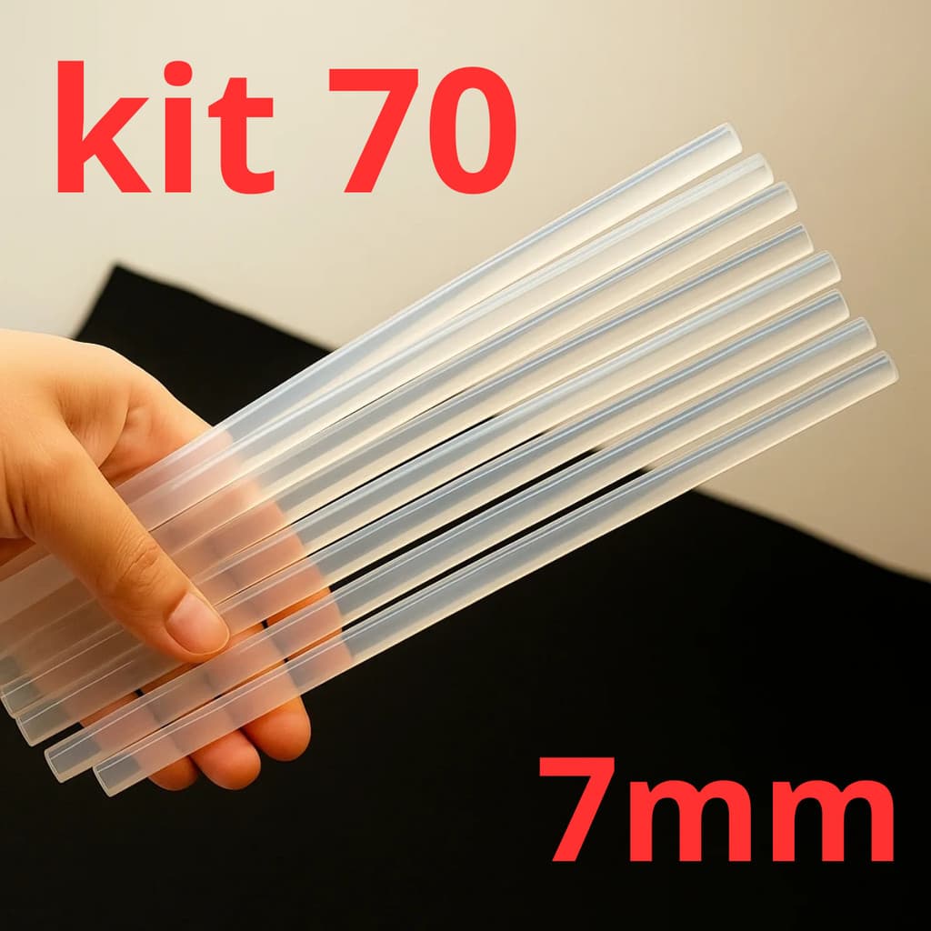 Kit 70 Bastão Refil Cola Quente Fina 7mm