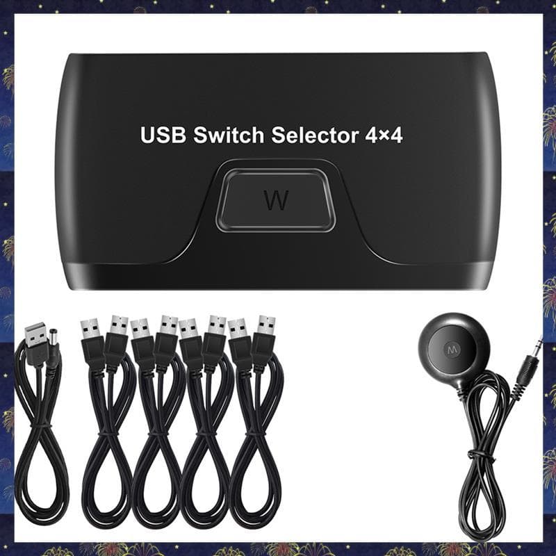 USB KVM Switch 4 Entrada 4 Saída Para Impressora Portátil Teclado Mouse Monitor Compartilhado Controlador Hub Adaptador 