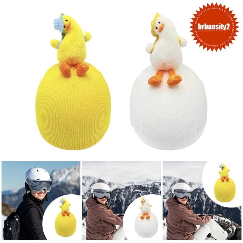 [Brbaosity2] Motivo De Pato Novidade Estiramento Confortável Protetor Versátil Desenho Animado Quente Neve Esqui Capacet