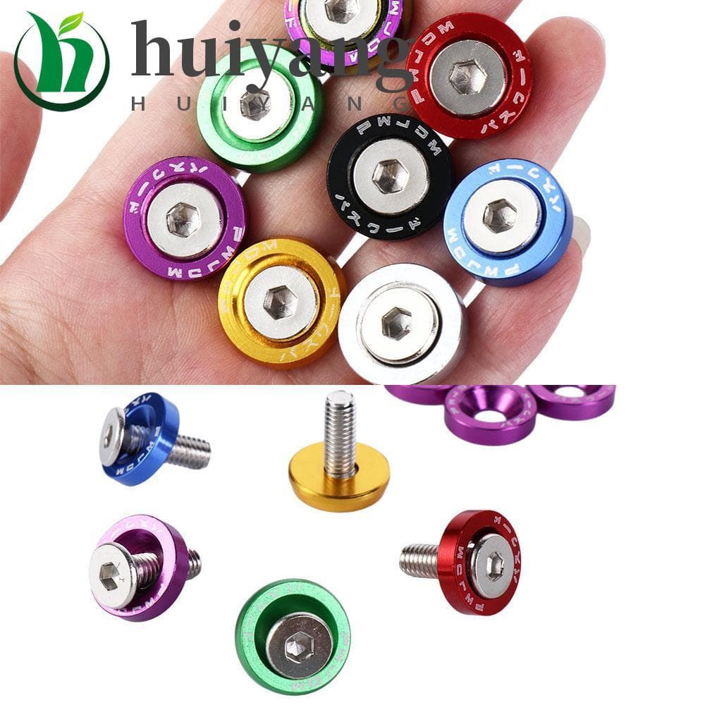 HUIYANG Arruela Modificada Para Carro , Placa Sextavada , Fixadores De Alumínio , Estilo De Motor , Parafusos De Licença