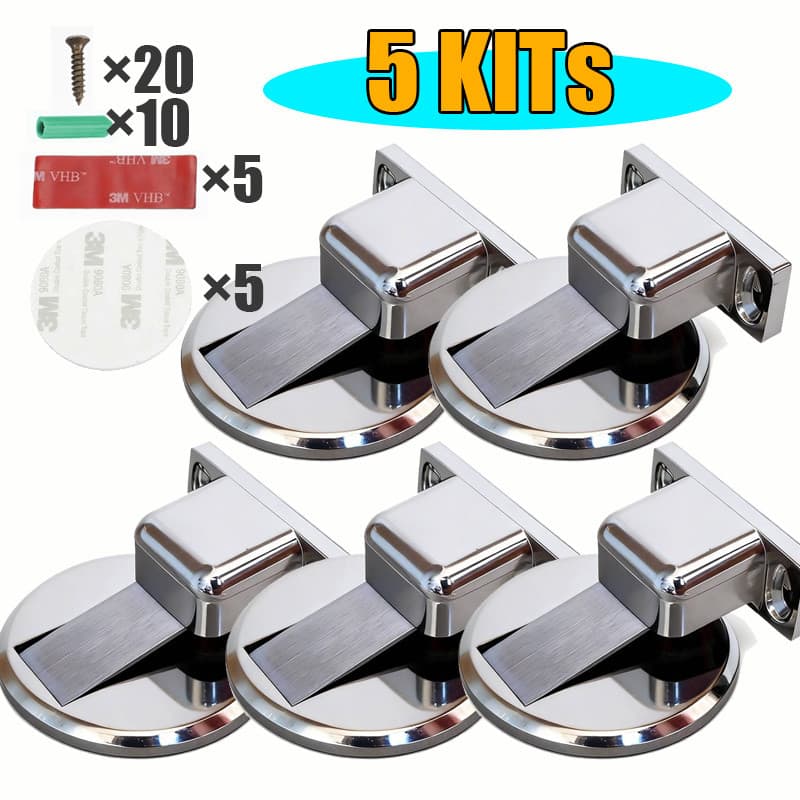 Prendedor Trava Fixador de Porta Magnético Slim Inox Cromado Adesivo