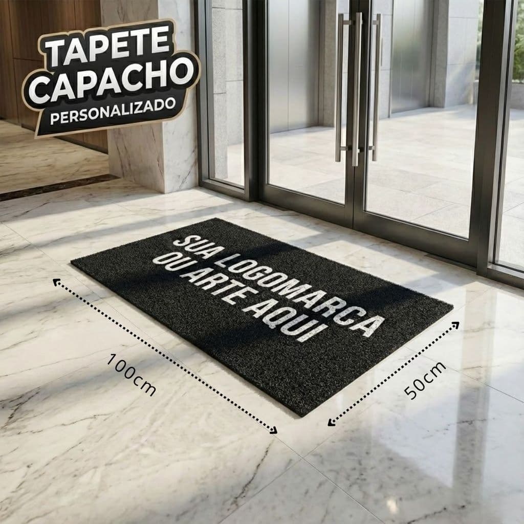 Tapete Capacho de Entrada Personalizado 100x50 Logo Loja Empresa
