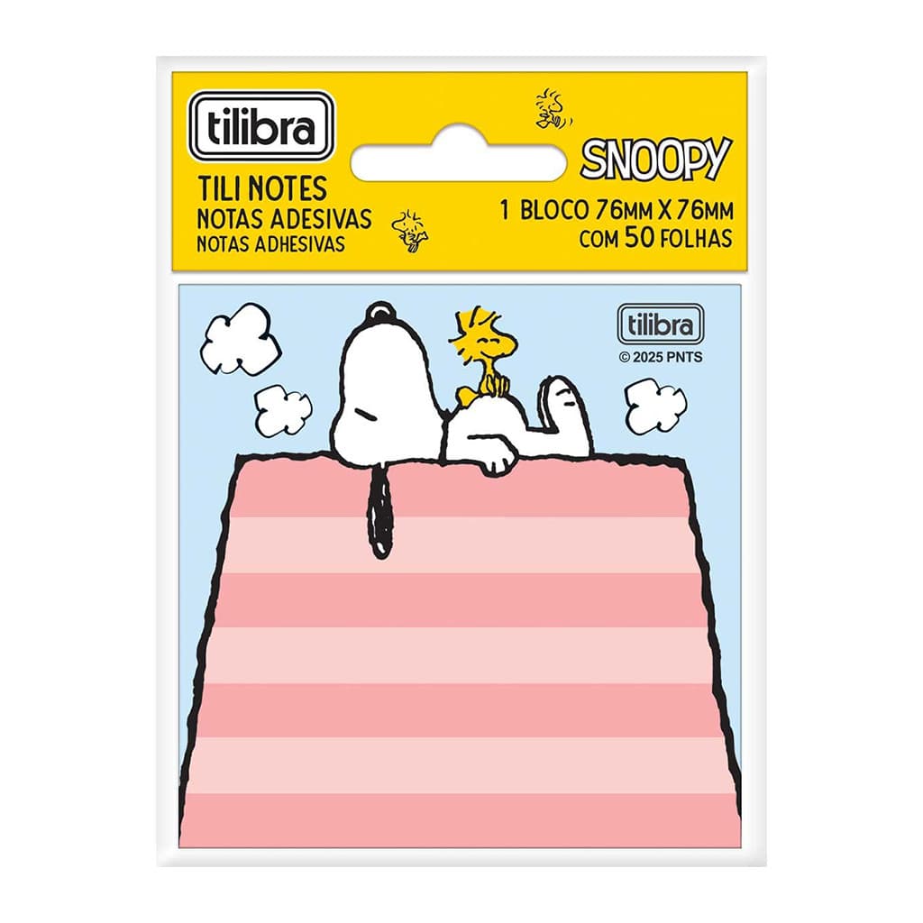 Bloco Adesivo TILIBRA Tili Notes Snoopy 76X76MM 50 Folhas