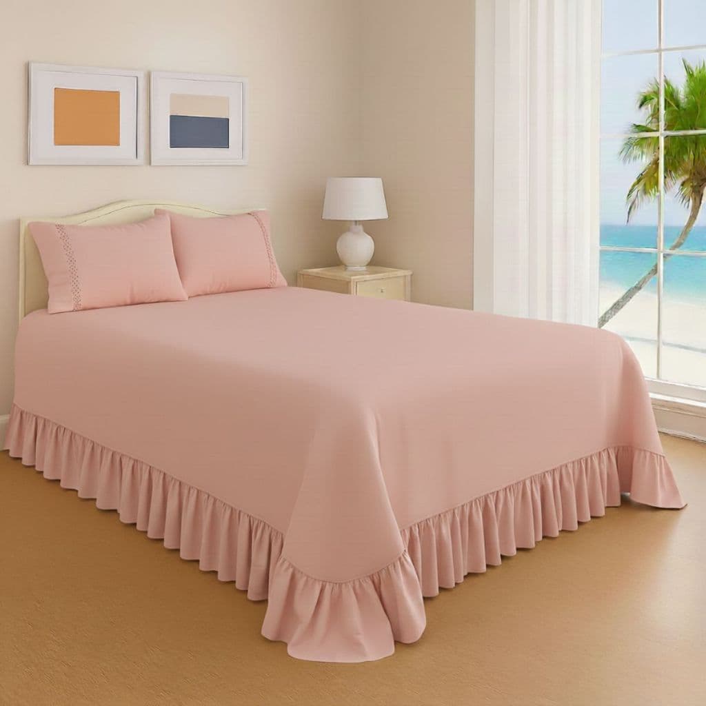 Colcha Cecilia Tecido Aveludado 03 Peças Porta Travesseiro com Detalhe em Ponto Palito-DMX