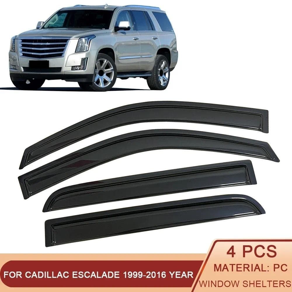 Para Cadillac Escalade 1999-2020 Janela Lateral Defletores De Vento Viseiras Preto Chuva Guarda Porta Viseira Ventilação
