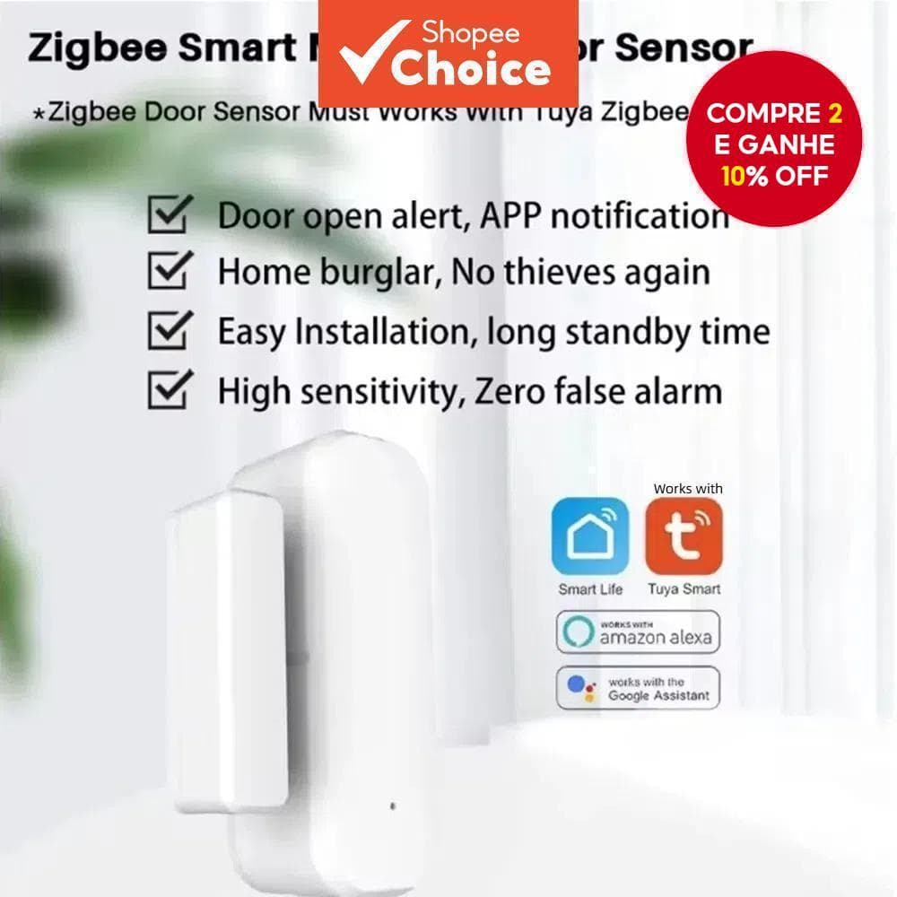 Novo Sensor de Janela e Porta ZigBee Sem Fio Inteligente Alarme em Tempo Real para Segurança Residencial Automação de