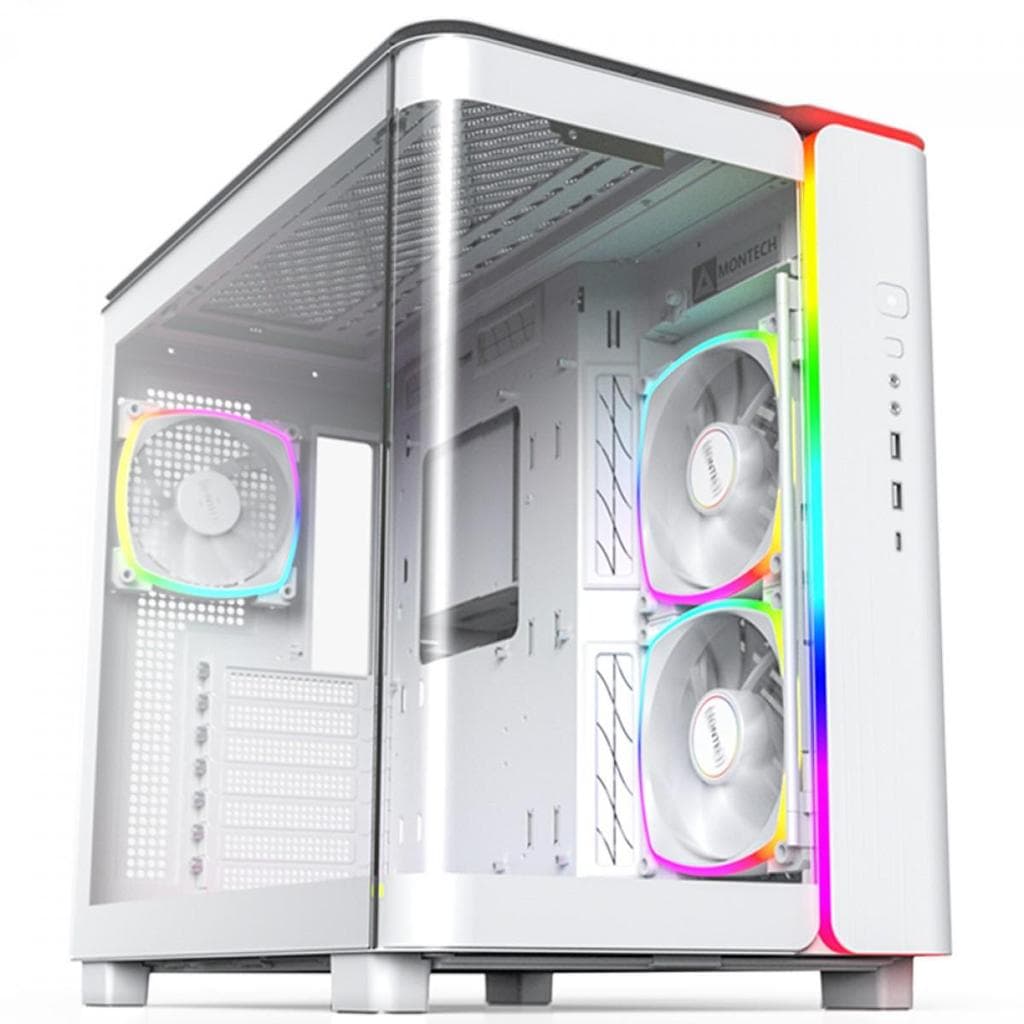 Gabinete Gamer Montech King 95 PRO, ARGB, Mid Tower, Vidro Temperado, ATX, White, Sem Fonte, 6 Fans