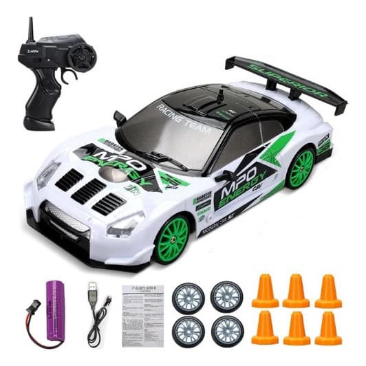 Carrinho Controle Remoto Nissan Gt-r 4x4 Racing Rally Drift Returns Recarregavél Cor Branco Gtr