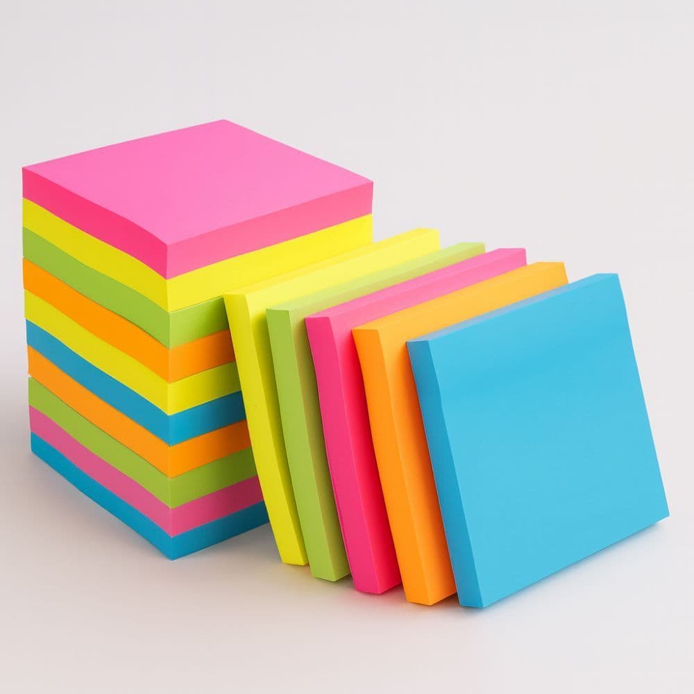 Kit Bloco de Notas Adesivo 76x76mm Colorido p/ Anotações e outros com 300 Folhas Útil