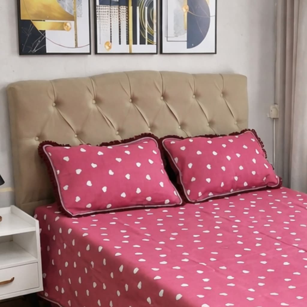 Jogo de Cobre Leito de Linhão Casal 3 peças c/ Franja e Fronhas para Camas Box Padrão Resistente