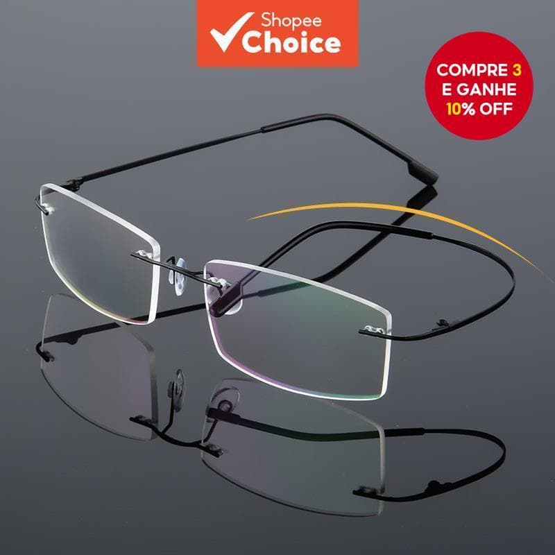 Óculos De Liga De Titânio Sem Moldura , Ultra Leves , Dobráveis , Flexíveis , Unissex , Diários