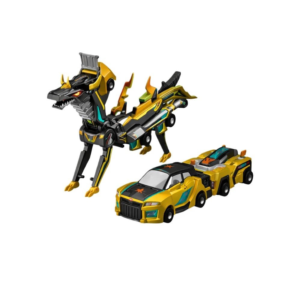 Brinquedo Colisão Animal Carrinho 2 Em 1 Transforma Em Dragão Dourado Covei Toys