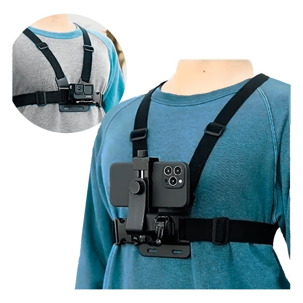Suporte Peitoral Celular Gopro Sjcam Dji Action 4k Ultra Hd Preto