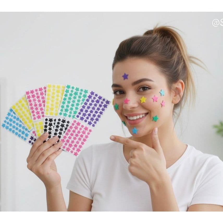 Kit 40 -120 - 240  Adesivo Estrela Seca Espinha, Anti‑acne, Proteção Dia/Noite Secativo colorido