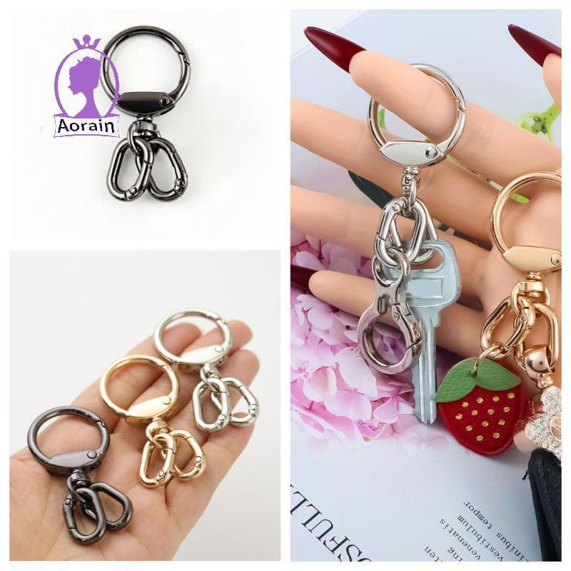Gancho De Clipe De Fecho Giratório ANTH Com 2 Peças Chaveiro De Anel De Mola Para Artesanato DIY Cordão Fazendo .