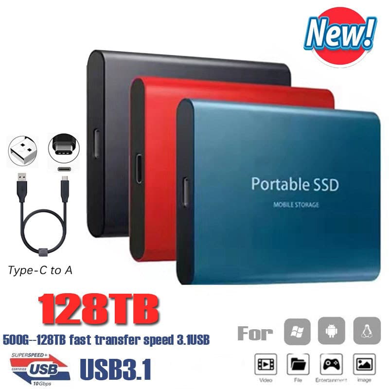 Disco Rígido Externo HD 128TB 60TB 30TB 16TB Portátil SSD 8TB 4TB USB 3.0 Tipo-C Interface De Alta Qualidade