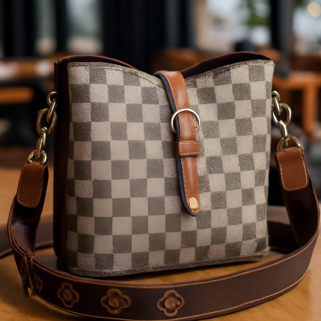 Bolsa Transversal Feminina Marrom Mahbheli Reversível C5