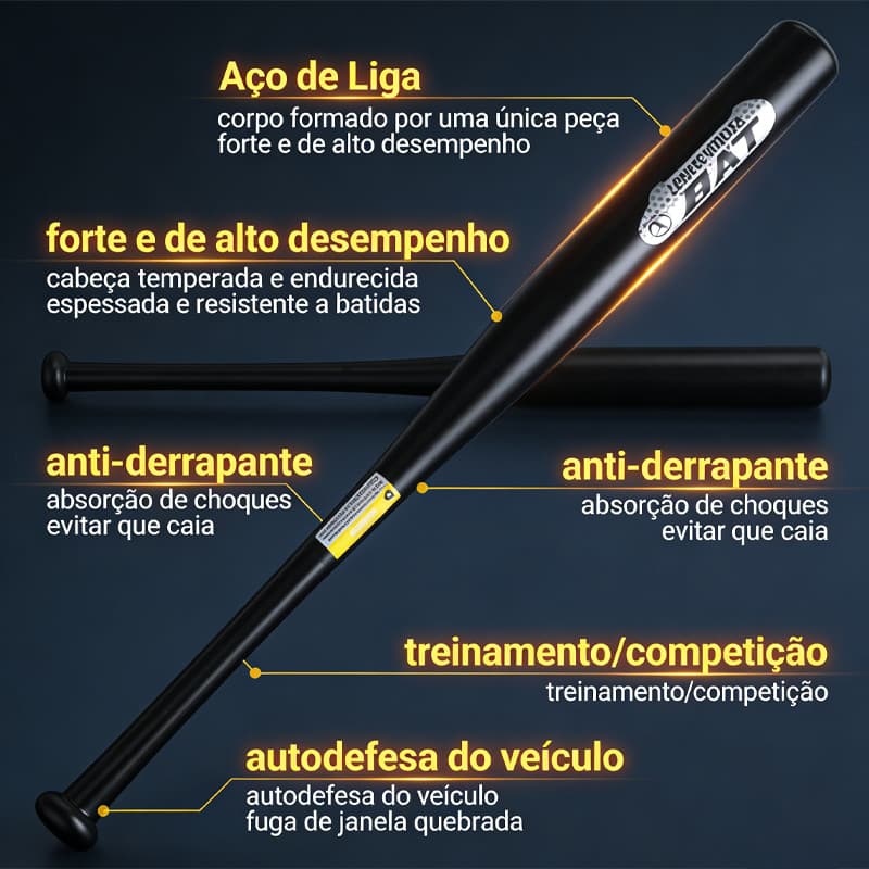 Taco de Beisebol 28/32" Aço de Liga Espessado - Autodefesa e Treino