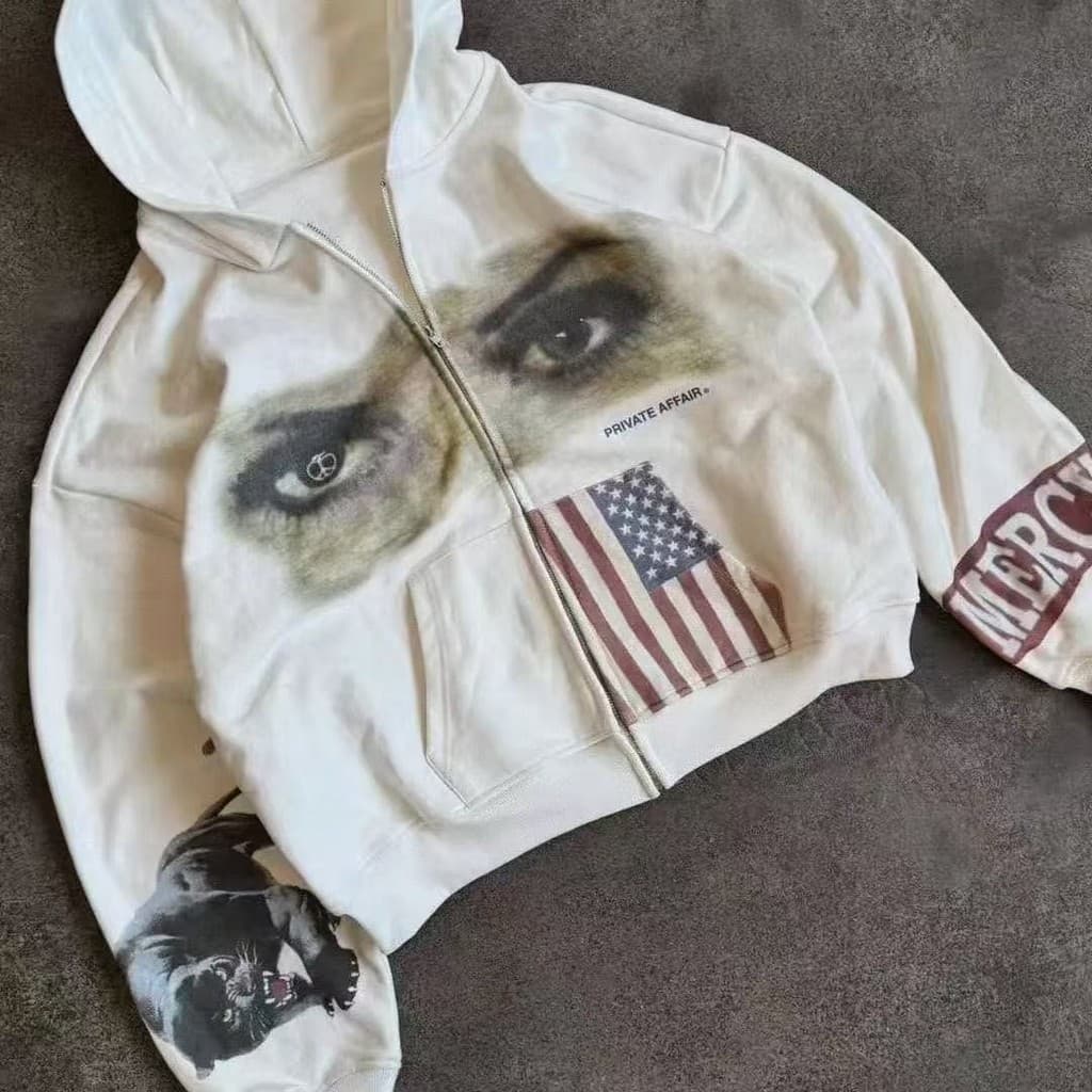 Americano Retro outono moda personagem carta masculino feminino rua moletom com capuz com capuz