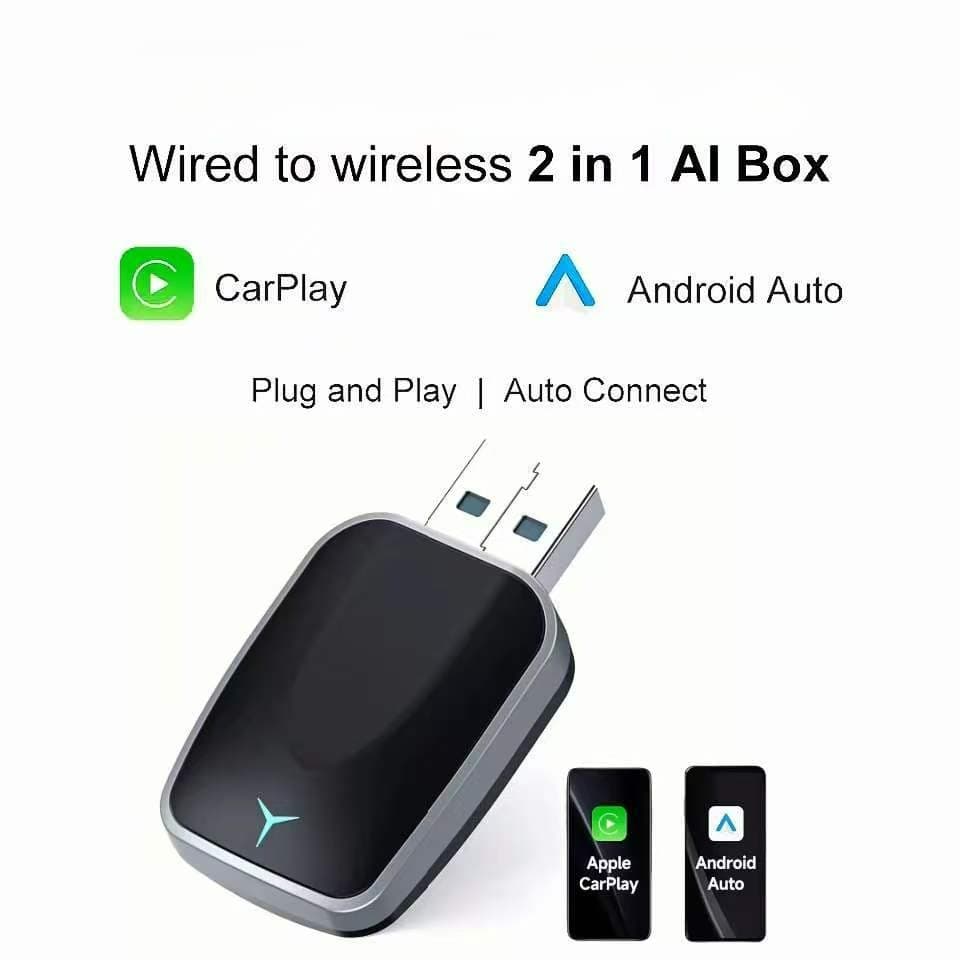 2 Em 1 Carplay Sem Fio E Android Caixa Automática Com Para Dongle Adaptador De Conexão Bluetooth Plug & Play Mini