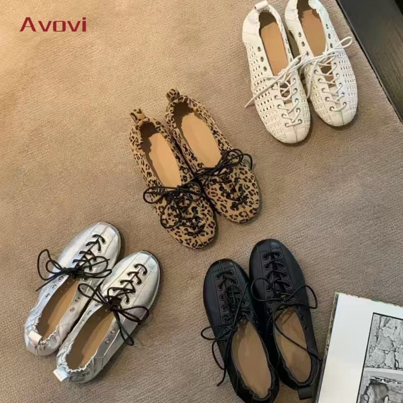 Avovi Sapatos Baixos Femininos Respiráveis Com Cadarço , Várias Cores , Casuais , Confortáveis , Sola Macia , Diários