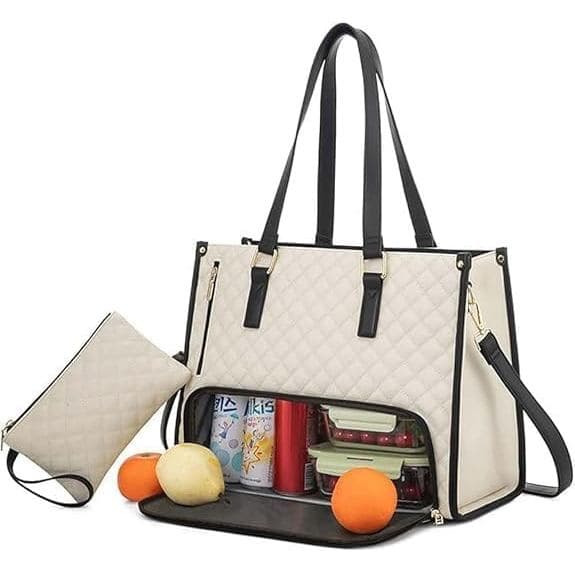 Conjunto de bolsa para almoço dois em um, combinando elegância e praticidade, bolsa de compras de grande capacidade com 