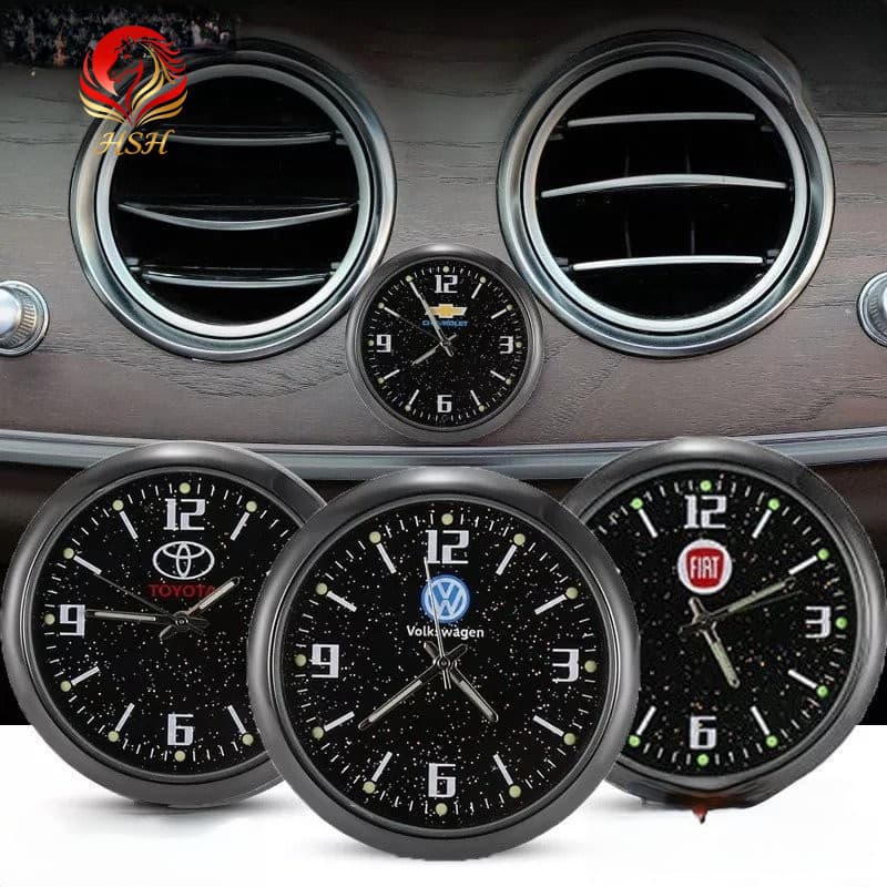 Relógio luminoso para carro, mini relógio digital de quartzo para carro, decorações para carro, acessórios para carro, p