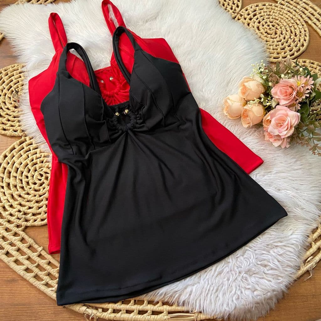 Blusa feminino plus size GG suplex alça fina 46 a 50 argola