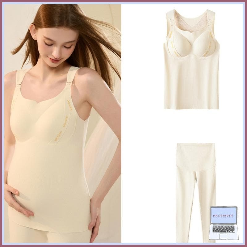 Uma Vez Colete Amamentação Conjunto Roupa Interior Para Mães Pós-Parto Outono Inverno Homewear Tecido Pol