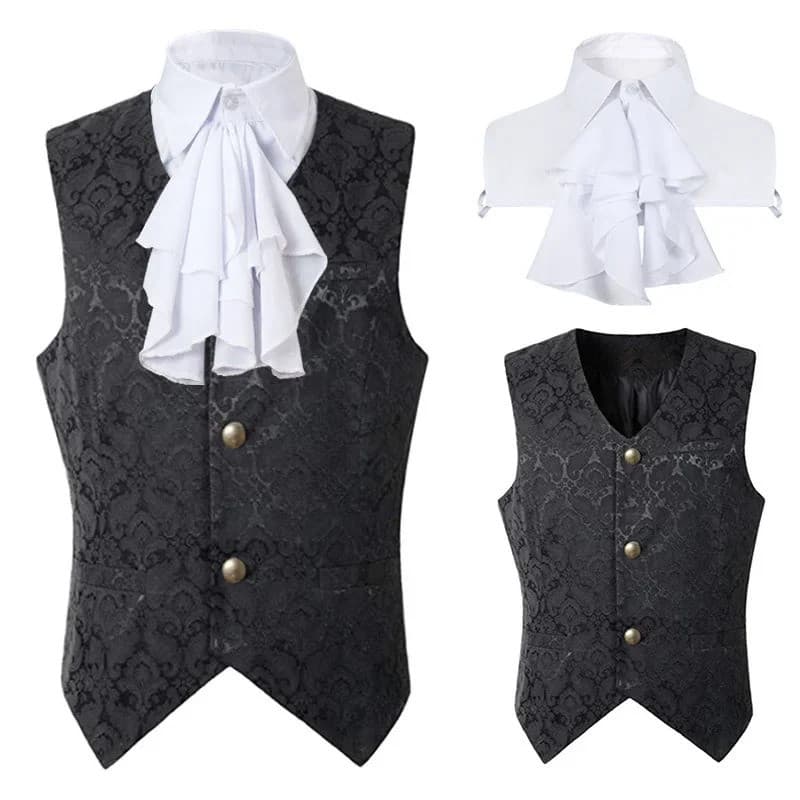 2024 Colete Masculino Renascentista Steampunk Casaco Gótico Jacquard Único Breasted Negócios Formal Vestido Para Terno