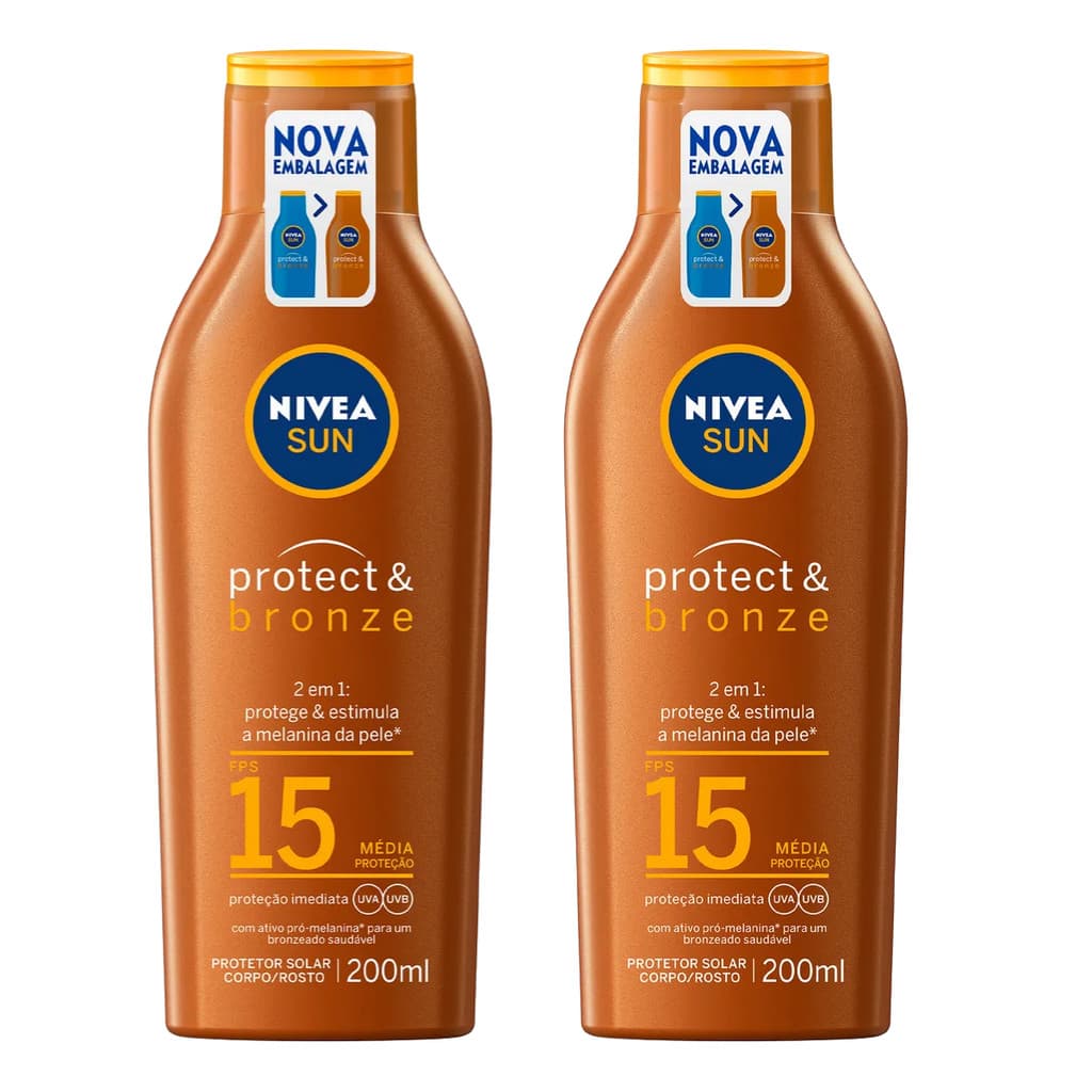 Bronzeador Nivea Protect & Bronze FPS15 200ml kit c/2