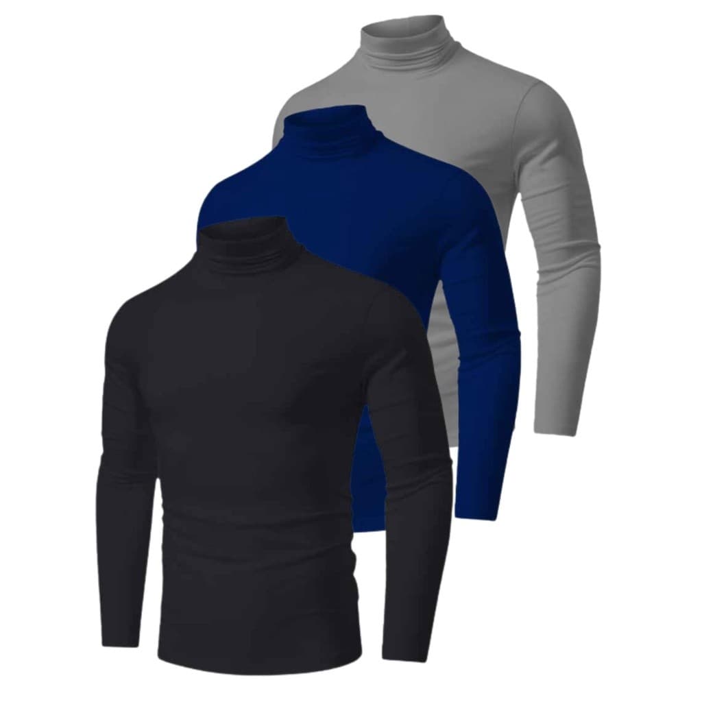 Kit 3 Camisa Uv Manga Longa Gola Alta Térmica Segunda Pele Proteção Solar 50+ Treino Academia