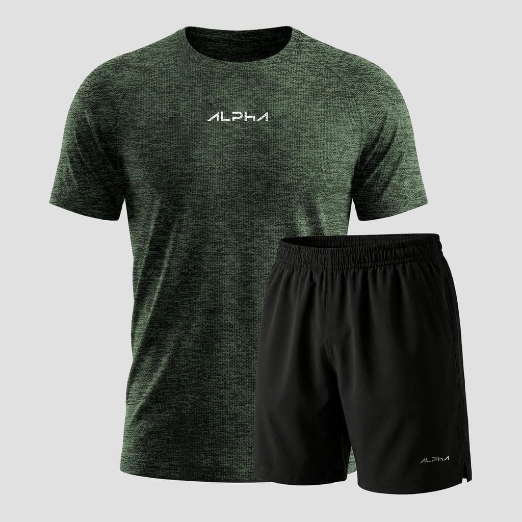 Kit Bermuda+Camiseta New Fluid Dry Fitness Academia Alpha