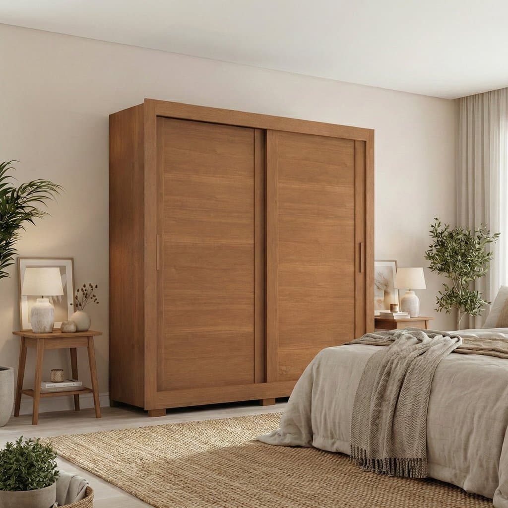 Guarda Roupa Casal Titanium 2 Portas de Correr 4 Gavetas Cinamomo