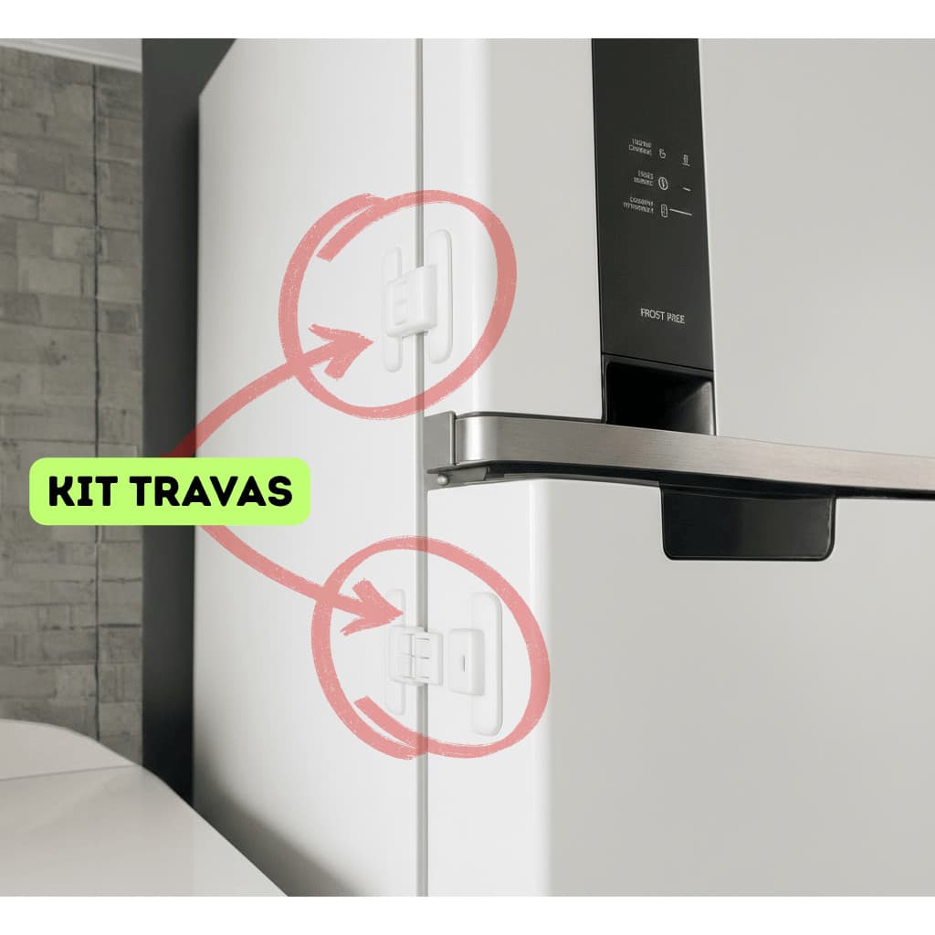 Trava de Segurança Para Geladeira Gavetas Multiuso Adesiva Protetor Infantíl Fechadura Porta Armário