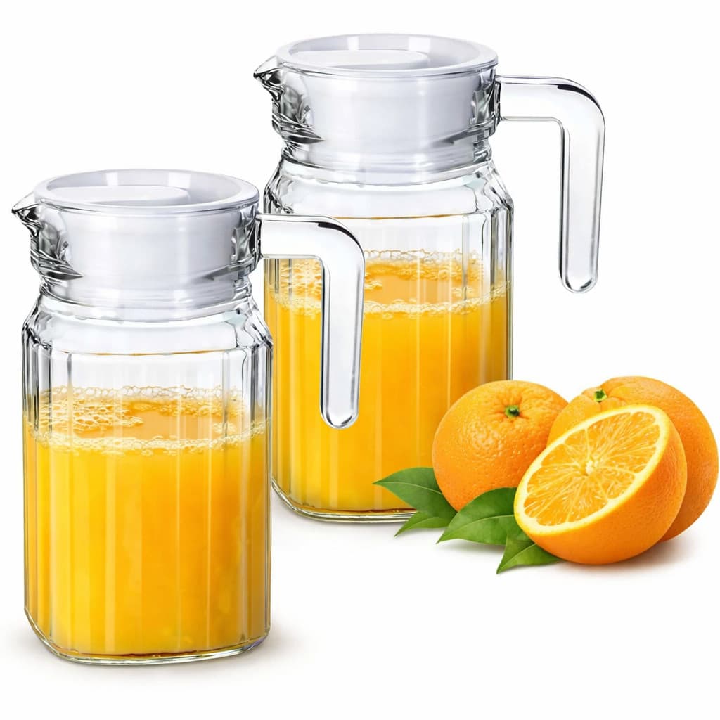 Kit 2 Jarra C/ Tampa 500ml Em vidro Transparente