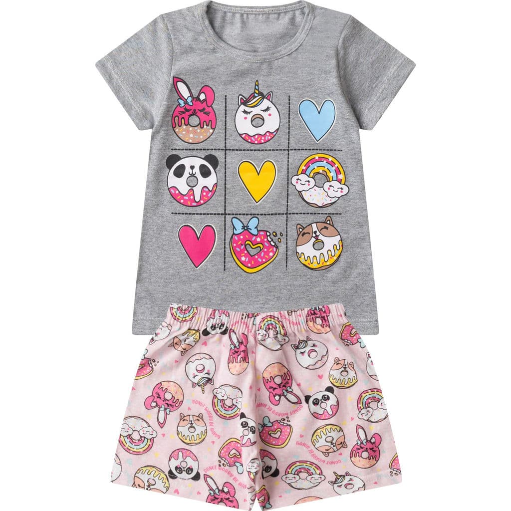 Pijama Infantil Menina Brilha no Escuro Select Cinza
