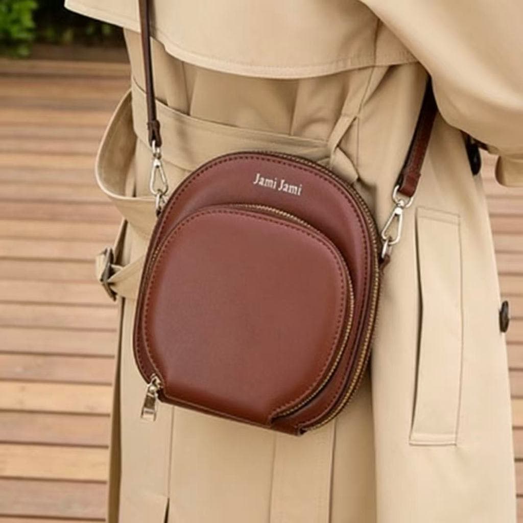 Bolsa Transversal Redonda Retrô Feminina Bolsa Para Celular Com Zíper Duplo Ombro Simples Multifuncional B031 LING