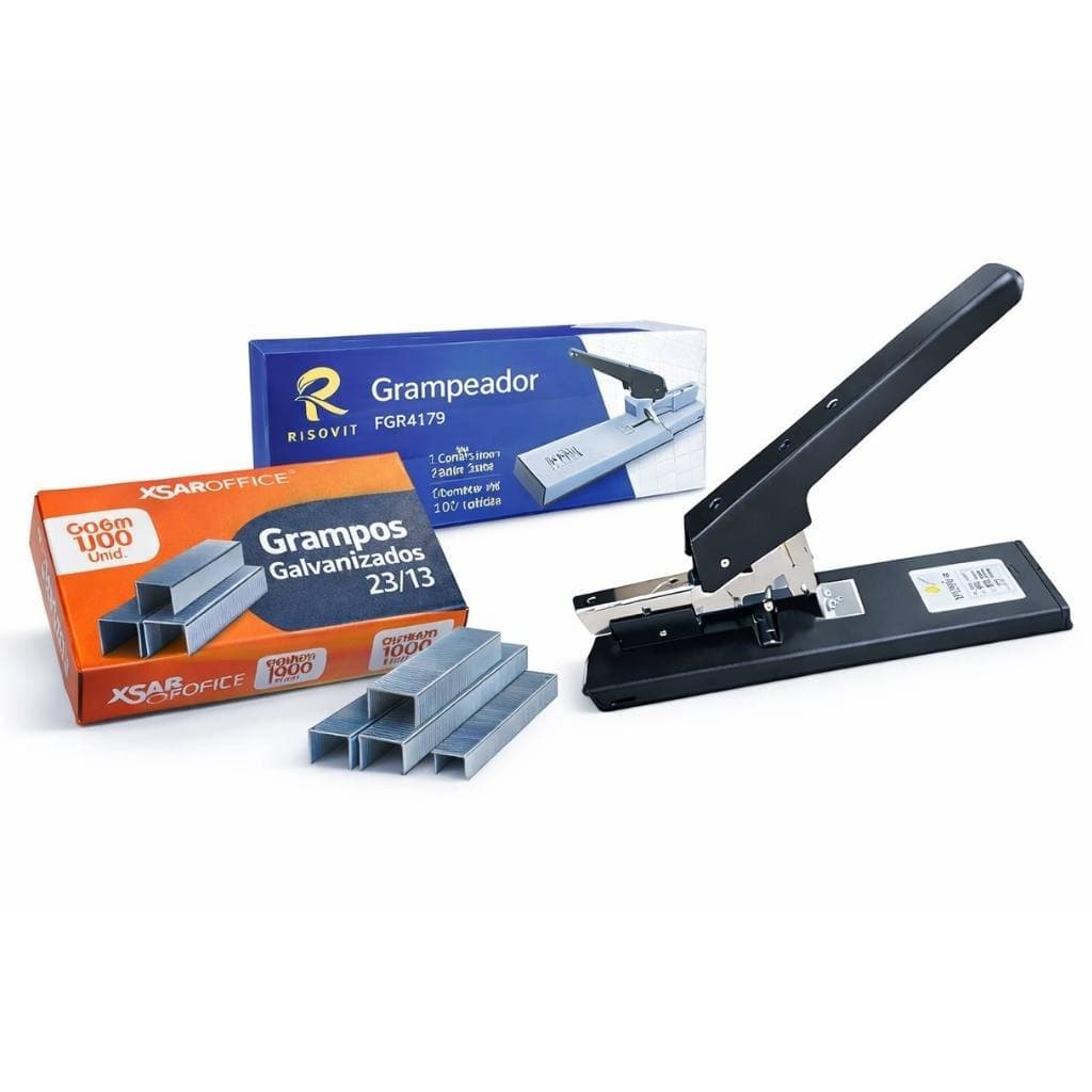 Kit Grampeador Profissional 100 Folhas + 1000 Grampos 23/13 